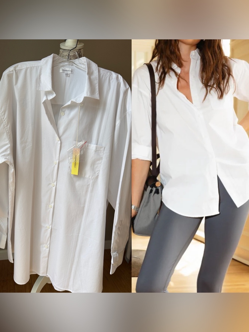 Summersalt The Perfect Boyfriend Shirt White Button Front Minimalist Organic